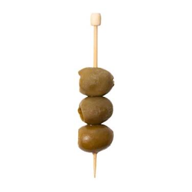 Imagem de Palitos de coquetel de 9,8 cm, 100 espetos descartáveis para aperitivos – topo cilíndrico, palitos de dentes decorativos de bambu natural, para churrascos, festas ou buffets – Utensílios para restaurantes
