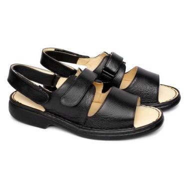 Imagem de Sandália Ortopédica Masculina Couro Tira Aderente Conforto - Franca Br