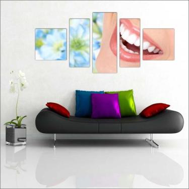 Imagem de Quadro Decorativo Dentista Consultórios Decoração Odontologia 5 Peças 