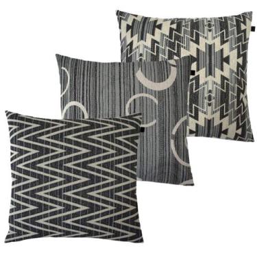 Imagem de Kit com 3 Almofadas Jacquard Tripolli Preto/Branco - FASTLAR