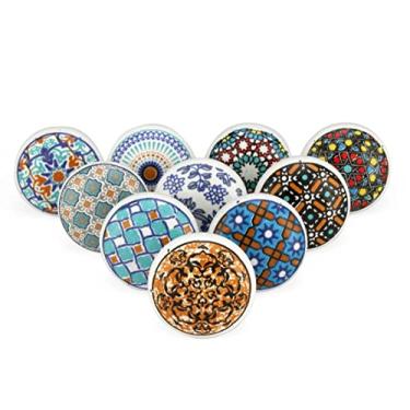 Imagem de ATCUSA Puxadores e puxadores de porta de armário retrô pintados à mão variados raros para armários de cozinha cômoda e armário (20)