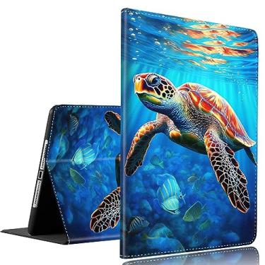 Imagem de Capa para Samsung Galaxy Tab A7 10.4 2020, capa fina e dobrável com hibernar/despertar automático para Samsung Galaxy Tab A7 de 10,4 polegadas [SM-T500/T505/T507], tartaruga marinha