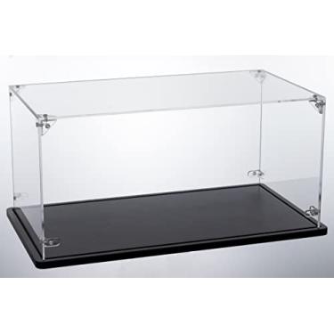 Imagem de Caixa de exibição acrílica 3 mm de espessura interna 38 x 20 x 17 cm, base de madeira maciça transparente à prova de poeira caixa de exibição para carros Lego Diecast 10295 10300 42123 21317 10290 21328 10282