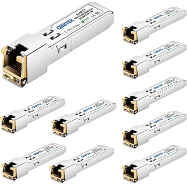 Imagem de QINIYEK Módulo Ethernet SFP de cobre 10/100/1000BASE-T, transceptor Gigabit SFP para RJ45 Mini-GBIC para Cisco GLC-T/SFP-GE-T/GLC-TA, Mikrotik SRJ01, Netgear, Supermicro, até 100 m (pacote com 10)