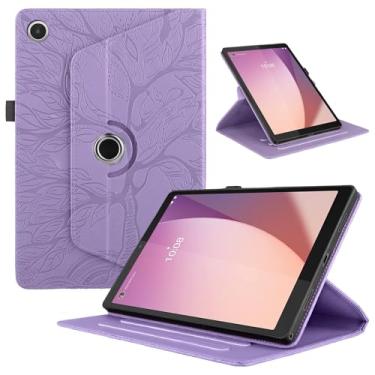 Imagem de Capa giratória para Lenovo Tab M8 4ª geração 20.3 cm (TB300FU/TB300FX) capa de couro PU leve com suporte para caneta para Lenovo Tab M8 4ª geração 2023-roxo