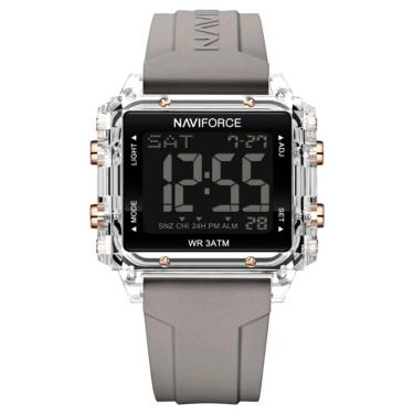 Imagem de Relógio Esportivo Feminino Quadrado Digital Pulseira De Silicone Cinza