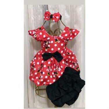 Imagem de Conjunto Menina Bebê Carinho Minnie Vermelha +Laço de Cabelo +Calcinha