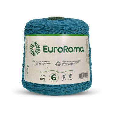 Imagem de  Barbante Colorido Euroroma 1kg Nº6 Crochê e Tricô,  Azul Petroleo - 9