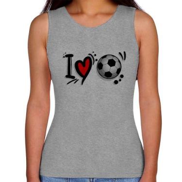 Imagem de Regata Feminina I Love Futebol - Foca na Moda, Cinza, P