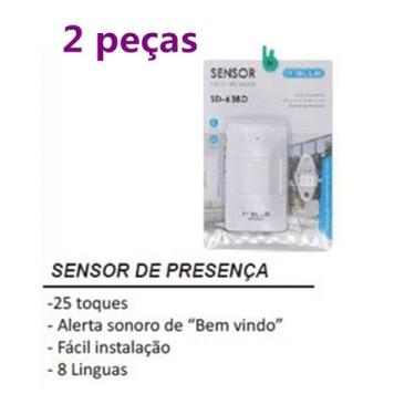 Imagem de Kit 2 Sensor Detector de Presença Segurança Sonoro Voz alerta  - telin
