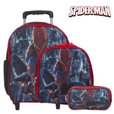 Imagem de Kit Mochila Masculina Infantil Rodinha Homem Aranha Passeio - TOYS 2U