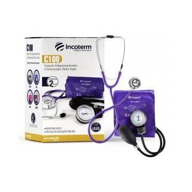 Imagem de Esfigmomanometro e estetoscopio conjunto incoterm c100 lilas.