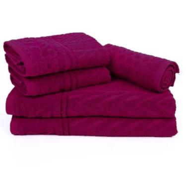 Imagem de Jogo de Banho Lm Tricot 5 Peças Pink (2 Toalhas de Banho + 2 Toalhas d