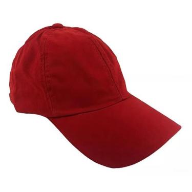 Imagem de Boné Vermelho Liso Sarja Bombeiro Bordar Personalizar Fivela Salva Vid