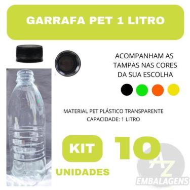 Imagem de Kit 10 Garrafas PET Transparente Cristal com Tampa e Lacre. Escolha a 