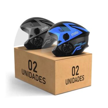 Imagem de Kit 2 Capacete Aberto Etceter Open Moto Masculino Feminino Segurança -