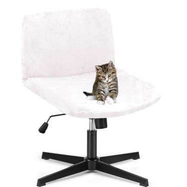 Imagem de Deisy Dee Capas de cadeira de escritório com pernas cruzadas de veludo - Atualize sua cadeira de trabalho de computador sem braços com capas elásticas de veludo macio e vibrante - Transforme seu