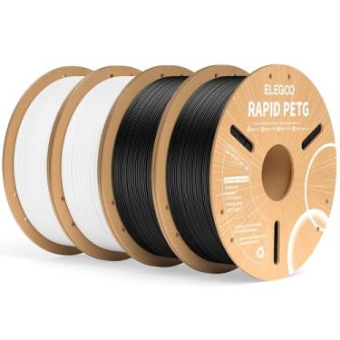 Imagem de ELEGOO Filamento Rápido Petg 1,75 Mm Preto e Branco 4 Kg, Alta Velocidade 30-600 Mm/S Filamento de Impressora 3D Precisão Dimensional +/- 0,02 Mm, Carretel de Papelão de 1 Kg(2,2 Lbs) Adequado para A