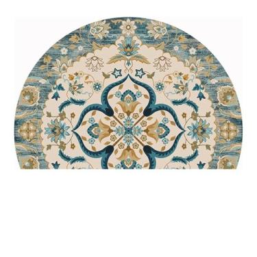 Imagem de Tapete redondo abstrato para sala de estar tapetes macios para sala de jantar embaixo da mesa, tapete antiderrapante para entrada de escritório e cozinha (flor 01,60 x 90 cm)