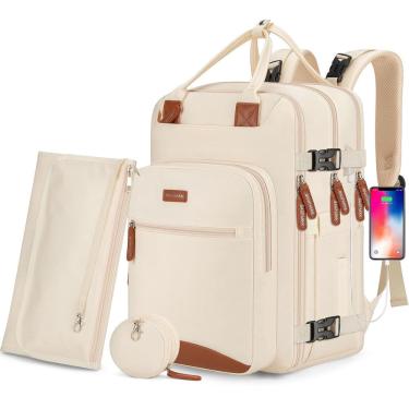 Imagem de Mochila para fraldas BAGPARKK multifuncional à prova d`água bege