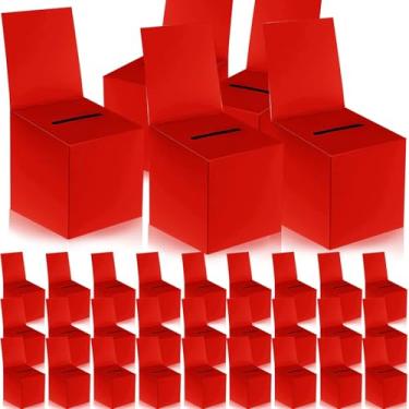 Imagem de Pacote zzhxkjhky com 30 urnas de papelão vermelho, tamanho 15 x 15 x 15 cm, para arrecadação de fundos, votação e sorteios