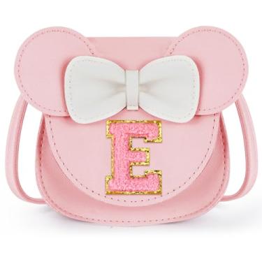 Imagem de URSKYTOUS Bolsa infantil presente para meninas pequenas orelhas de rato laço bolsa transversal rosa linda bolsa de ombro PU, E
