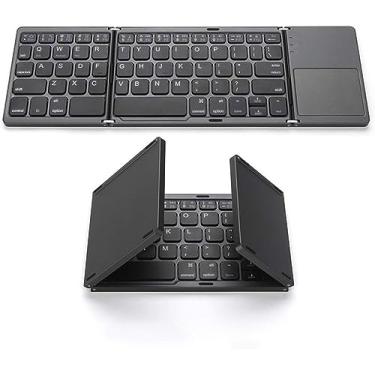 Imagem de Mini Teclado Bluetooth Dobrável com Touchpad – Conforto, Mobilidade e Alta Performance para Celulares e Tablets
