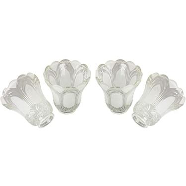 Imagem de Anmire Pacote com 4 sombras de vidro de flores foscas transparentes, globo de substituição em forma de sino ou capa com encaixe de 5 cm para lustre ventilador de teto, arandela de parede, G0060