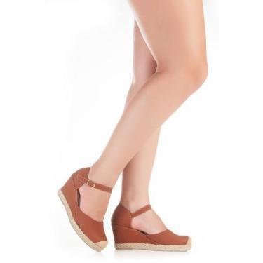 Imagem de Sandalia anabela Casual Tiras Amarrar Fivela Meia Pata - Cazzani, Marr