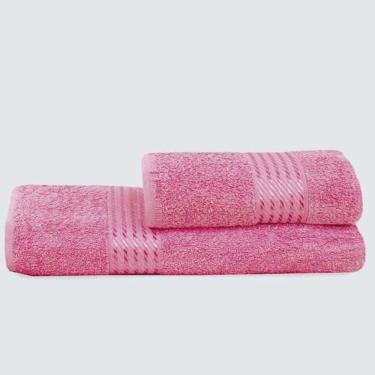 Imagem de Jogo de Toalhas de Banho e Rosto Felpuda Döhler Prisma Rosa