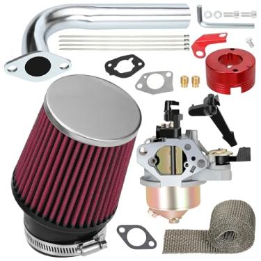 Imagem de YOXUFA Adaptador de filtro de ar de carburador para escape, tubo de escape, estágio 2, kit para predador 420cc 301cc 389cc GX390 GX270 GX240 Mini Bike Go Kart Carrinho de golfe barcos de lama corta-grama OHV peças de motor clone