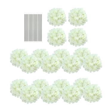 Imagem de Generic Hydrangea Flowers Artificial Photography Props Arranjos florais decorativos DIY com STEM para peças centrais de festa do festival, Branco