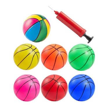 Imagem de UyuECCL Bolas de basquete coloridas, pacote com 7, conjunto de basquete de 18 cm com bomba