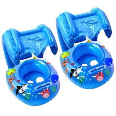 Imagem de 2 Boias com Cobertura Bote Baby Infantil para Bebês Acima de 24 meses Azul