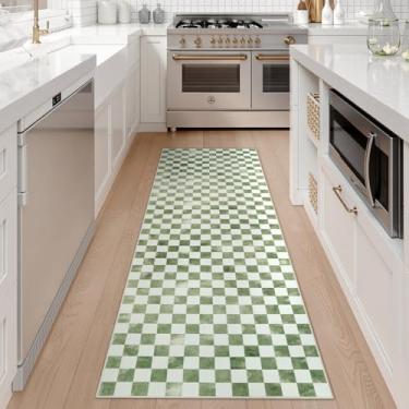 Imagem de Uphome Tapete quadriculado fácil de juta, tapete lavável para corredor de cozinha 5 x 15 cm, antiderrapante pelo baixo, resistente a manchas, moderno, para uso interno e externo, para corredores,
