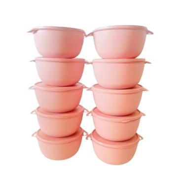 Imagem de Kit 10 Potes Plástico BOWL Marmita Vasilha Tapoer(ROSA 1 LITRO)