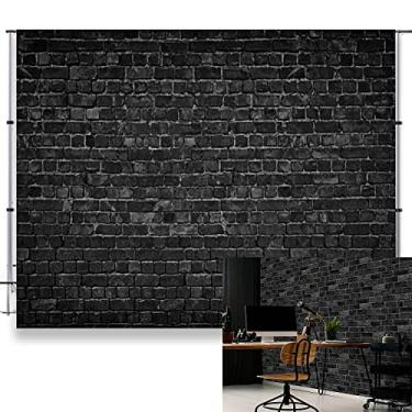 Imagem de Pano de fundo de parede de tijolo preto - vinil de 3 x 2,4 m para fotografia, festa de aniversário, chá de bebê, Halloween, retrato, videoconferência