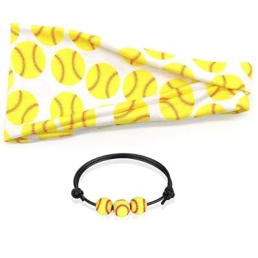 Imagem de BAICAIYU Conjunto de 2 peças para bebês meninos softball, faixa de cabeça esportiva e pulseira ajustável, conjunto de 2 peças, roupa de festa de aniversário