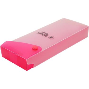 Imagem de School Basics Estojo Escolar com Botão Plástico Translúcido Rosa - Compacto