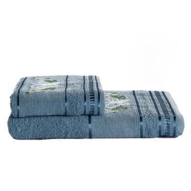 Imagem de Jogo De Toalha De Banho e Rosto 2 Pç Premium Bordada - Dianneli Toalha