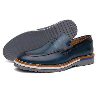 Imagem de Mocassim Masculino 100% Couro Onix Shoes - Loafer Azul, Caramelo e Preto com Conforto e Estilo para o Dia a Dia(Azul, BR, Adulto, Numérico, 43)