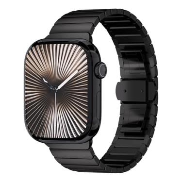 Imagem de Pulseira Black Link compatível com Apple Watch Series 10 Jet Black S10 (46 mm) e Ultra 2 (49 mm) - Pulseira de metal de aço inoxidável, tamanho único, aço inoxidável, sem pedra preciosa, One Size, Aço