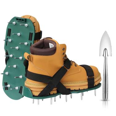 Imagem de Sapatos aeradores de gramado para grama com tiras de gancho, ferramenta de gramado aerador de grama de instalação gratuita para jardim, pátio, grama, sapatos de ponta resistentes para homens e