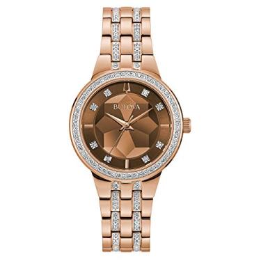 Imagem de Bulova Relógio feminino de aço inoxidável Phantom Crystal, Ouro rosa, Movimento de quartzo