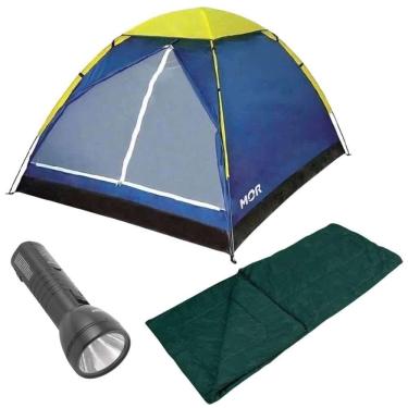 Imagem de Barraca Camping até 4 Pessoas com Saco de Dormir MOR e Lanterna VONDER