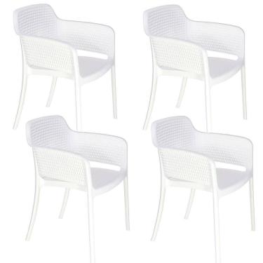 Imagem de Kit 4 Cadeiras Tramontina Gabriela em Polipropileno e Fibra de Vidro Branco 92151010
