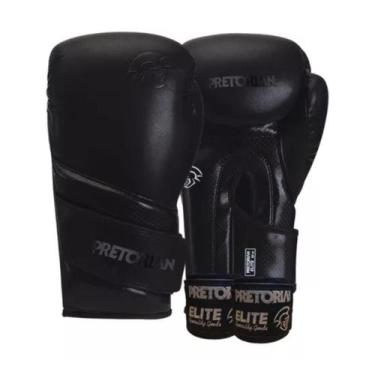 Imagem de Kit Luva De Boxe E Muay Thai Elite Pretorian, Preto, 12 Oz