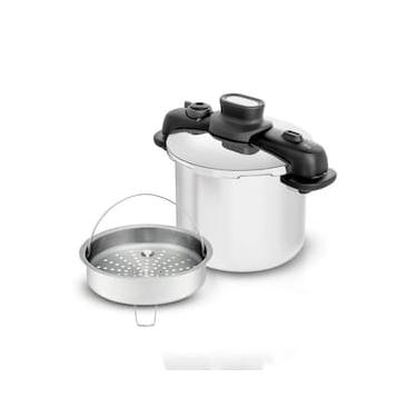 Imagem de Panela de Pressão T-FAL Opti’Space em Inox com Cesto Vapor - 7 L