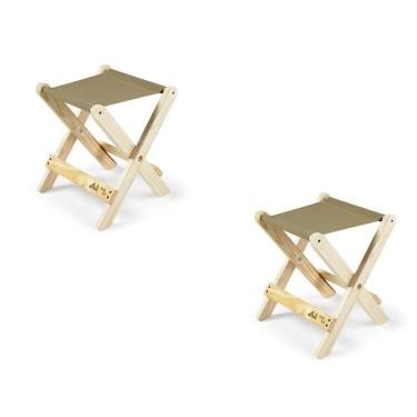 Imagem de Kit 2 Banquetas Caqui de Camping Dobrável Walk Forest Caqui Escuro