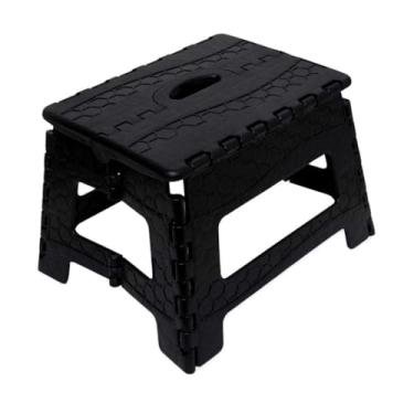 Imagem de Banqueta Dobrável De Plástico Pequeno Resistente Até 100 Kg Para Viagem Camping Crianças (PRETO)